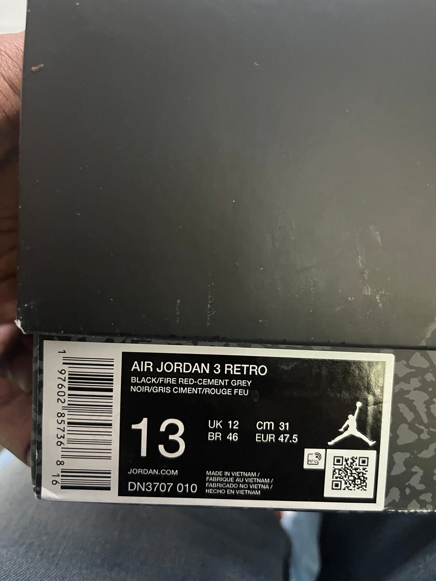 Jordan 3 “Black cement 2024” Sz 10